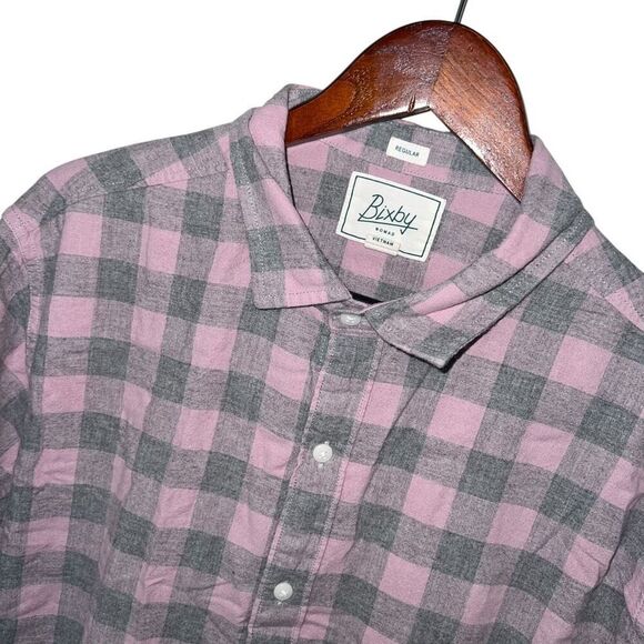 Bixby Nomad Plaid Button-Up Shirt Pink Gray Men's Size XL - Picture 2 of 4